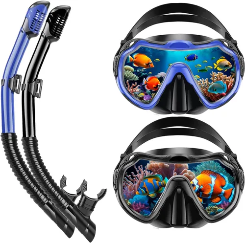 Miniatura 10 de Snorkeling Gear for Adults, Adult Snorkel Set with Panoramic Anti-Leak and Anti-Fog Tempered Glass Snorkel Mask, Dry Top Snorkel, Snorkle Mask Set