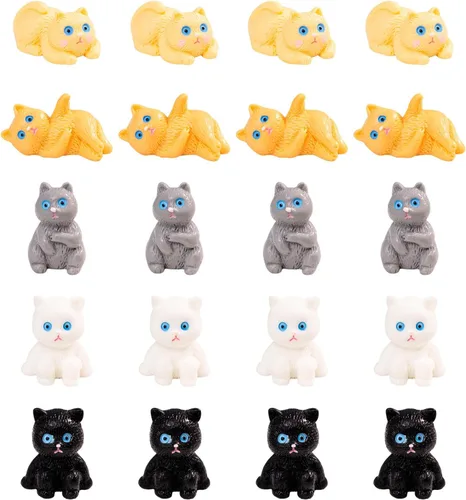 20 piezas de mini resina de gato diminuto animal miniatura figuras para bricolaje jardín casa de muñecas animales accesorios micro paisaje acuario