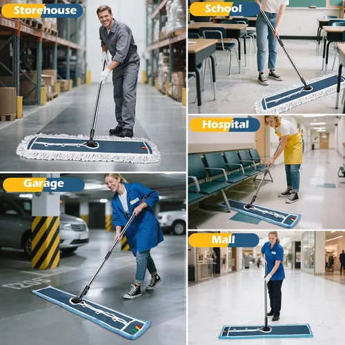 Miniatura 6 de MASTERTOP - Trapeador comercial de 42 pulgadas, trapeador de suelo para polvo resistente con mango largo de 52 pulgadas, grandes trapeadores