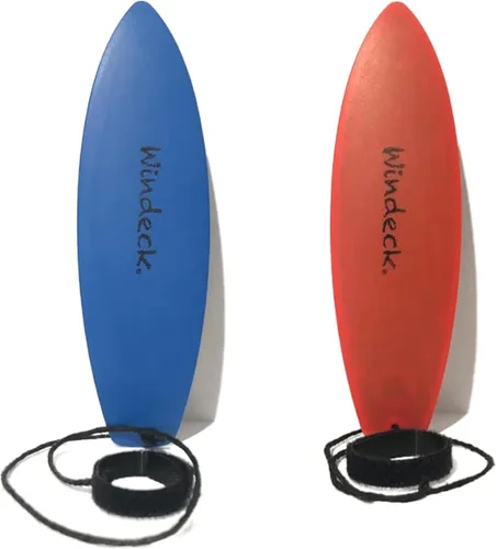 Miniatura 2 de Tabla de surf de dedo Windeck – Juguete de surf mini de mano azul y rojo con correa y cinta adhesiva Juguete de surf de aire de 5" para paseos