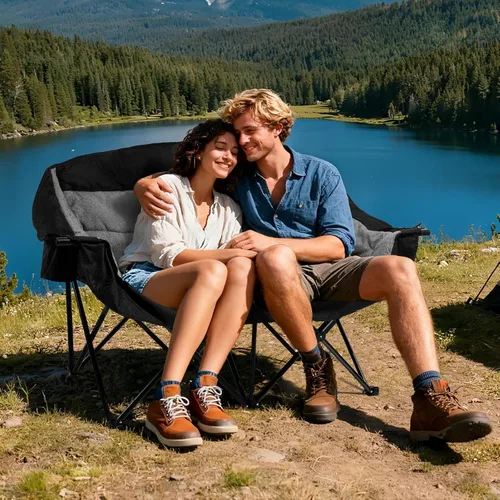 Miniatura 2 de apollo walker Silla de Campamento Doble de Gran Tamaño para 2 Personas - Sofá de Campamento Extra Ancho y Resistente de 600 libras con Portavasos