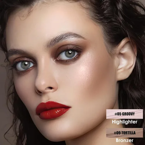 Miniatura 2 de FOCALLURE 2 Piezas Barra de Contorno de Crema Mineral, Iluminador Hidratante y Lápiz Bronceador, Lápiz Facial Antiadherente que Ilumina y Matiza