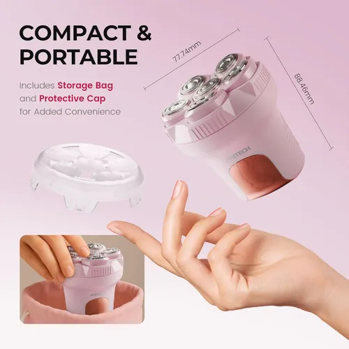 Miniatura 7 de PRITECH Maquinillas de afeitar eléctricas para piernas de mujer, afeitadora corporal fácil de limpiar, recortadora de bikini impermeable en húmedo