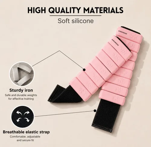 Miniatura 6 de Pesas de tobillo y muñecas Adujstable para mujeres y hombres Juego de 2 (1.1 libras cada una) Talla única Perfecto para caminar, correr, Rosa