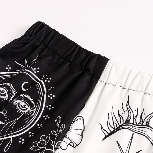 Miniatura 5 de Amuver - Pantalones de harén estilo hippie bohemio de los años 90 para mujer cintura fruncida estampado de retazos pantalones deportivos para yoga