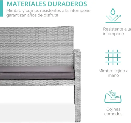Miniatura 3 de Best Choice Products juego de muebles de mimbre para patio al aire libre, 4 piezas, para conversación en el patio trasero con mesa de café, cojines