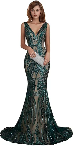 Engerla Vestidos de noche con cuello en V de sirena, vestidos de baile de graduación, vestido de fiesta para mujer, vestidos de celebridades
