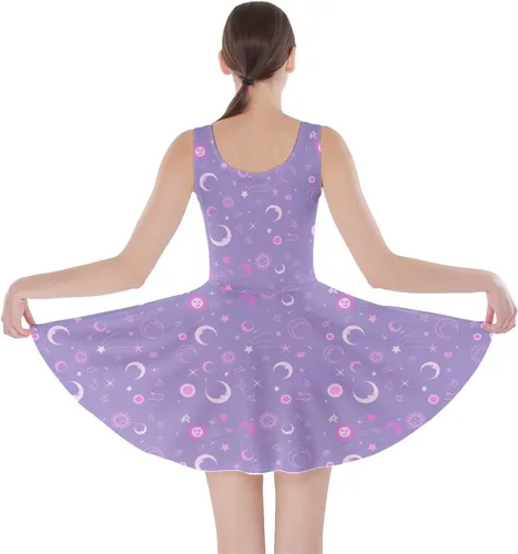 Miniatura 2 de CowCow vestido de patinador con estrellas de cielo estrellado, luna, constelaciones para mujer, tallas XS-5XL