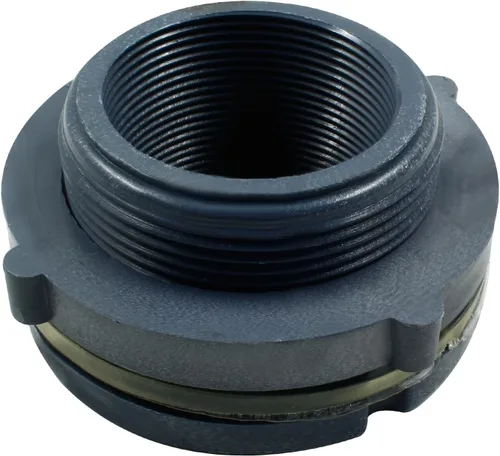 Miniatura 5 de 1 unidad Accesorio de Mamparo NPT2 de PVC, Conector de Tanque de Agua de Plástico de 2 Pulgadas con Rosca Pasante para Barriles de Lluvia, Acuarios