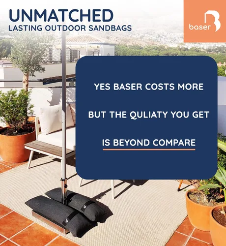 Miniatura 6 de Baser Bolsas de peso rectas rellenables de 2 x 33 libras rellenables para sombrillas de patio, voladizos y accesorios de jardín