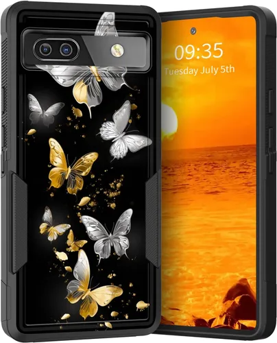 Miniatura 9 de Funda para Pixel 6A, Híbrida de Doble Capa de Servicio Pesado Resistente a Prueba de Golpes PC Duro + Funda Protectora de Silicona Suave para Google