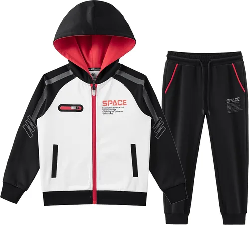 ANOTWENER Ropa deportiva para niños, conjuntos de chándal con capucha, sudadera y pantalones deportivos, 2 piezas, 2 a 8 años