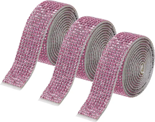 Miniatura 53 de MECCANIXITY 3 rollos de cinta de diamantes de imitación autoadhesiva de 3 yardas y 0.315 in para proyectos de artes y manualidades, pasteles de Beige