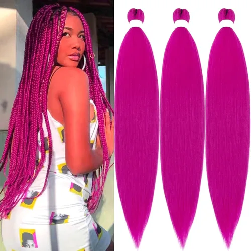 Miniatura 40 de pelo trenzado preestirado marrón, pelo trenzado Kanekalo, pelo trenzado preestirado de 26 pulgadas, 6 paquetes plegados, textura Yaki, extensiones