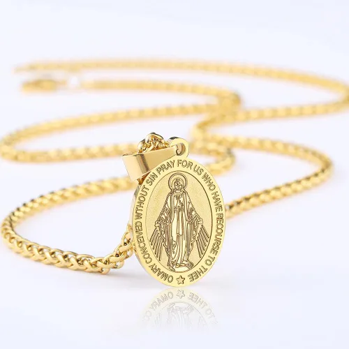 Miniatura 84 de P. BLAKE Collar ovalado de San Cristóbal, Miguel, José, Jude/Virgen María/José/Francisco/Patrick/Anthony/Benedict/Thomas para hombres y mujeres