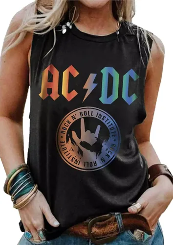 Camiseta sin mangas del Instituto Rock N' Roll para mujer, camiseta retro de música country, camiseta de banda de concierto de rock, camiseta sin