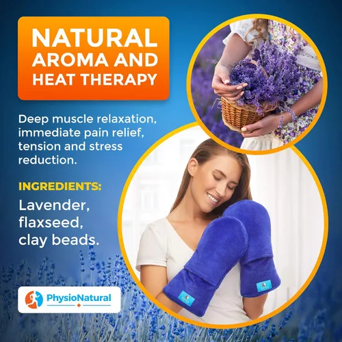 Miniatura 2 de Manoplas de terapia seguras para microondas con semillas de lino, alivio de terapia de calor húmedo para manos y dedos para articulaciones rígidas