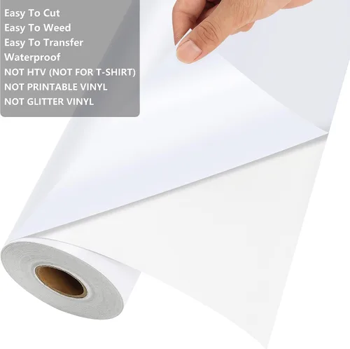 Miniatura 3 de Lya Vinyl - Vinilo permanente blanco mate, rollo adhesivo permanente de 12 pulgadas x 50 pies para máquina de corte, rollo de vinilo para cortador