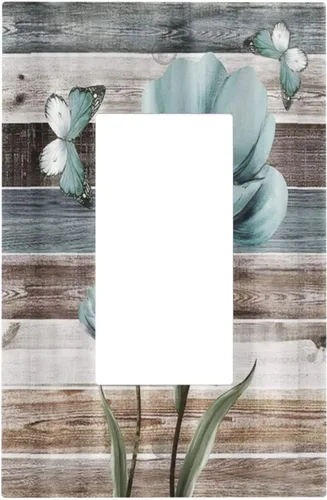 Miniatura 81 de Cubiertas de Interruptor de Luz Artísticas de Cuádruple Palanca con Hojas Tropicales Florales Boho, Flores Bohemias Decorativas Botánicas, Placas