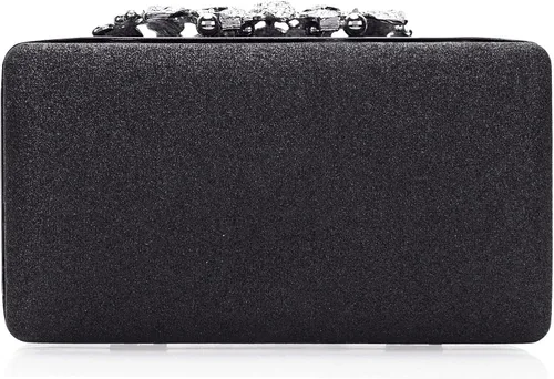 Miniatura 3 de Dexmay - Bolso de mano con diamantes de imitación con cierre floral de cristal, bolso de noche formal para mujer