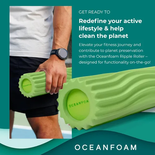 Miniatura 4 de Oceanfoam Ripple - Rodillo de espuma de viaje (11 x 3.35 pulgadas), mini rodillo de espuma firme para terapia física, masaje de tejido profundo