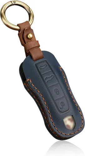 Miniatura 8 de Funda de cuero para llavero inteligente, funda de protección completa compatible con Porsche 911 Cayenne Macan Panamera Taycan 3 4 botones, 3 3
