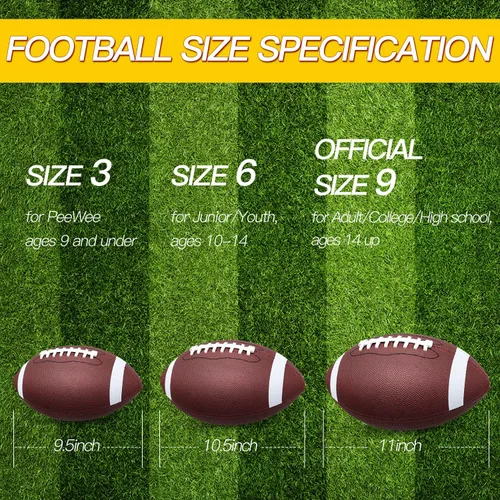 Miniatura 7 de jiaonun Youth Size 6/Official Size 9 Footballs Bulk, Inflatable with Pump for Youth, Junior, Adult, College, High School, Regulation Size Football