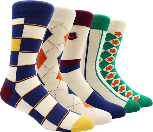 Miniatura 92 de TOEJYJ Calcetines de vestir divertidos para hombre, paquete de calcetines casuales divertidos, coloridos calcetines de algodón a rayas, talla 10-13