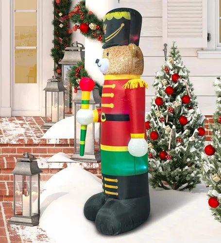Miniatura 6 de Ycolnaefllr Cascanueces Soldado Inflable de Navidad de 8 Pies con Luz LED Decoración Iluminada para Exteriores Fiestas Navideñas Decoración Inflable