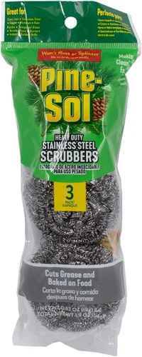 Pine-Sol Depuradores de acero inoxidable de alta resistencia, no se oxidan ni se astillan, esponjas para fregar de hierro fundido, estantes de