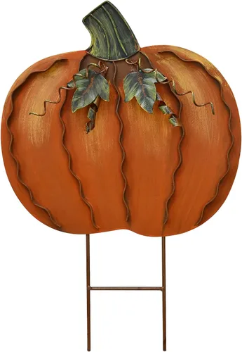 Miniatura 9 de Letreros de metal con estacas de calabaza, decoración de otoño, decoración decorativa de jardín, césped, calabazas, decoración de otoño al aire