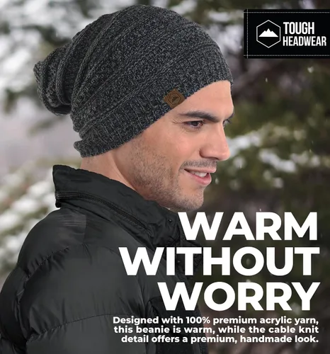 Miniatura 16 de Slouchy Cable tejido Gorro de lana por Tough Headwear – Gorro de lana de gran tamaño Sombreros Gorros Graves Sombreros Para Hombres y Mujeres