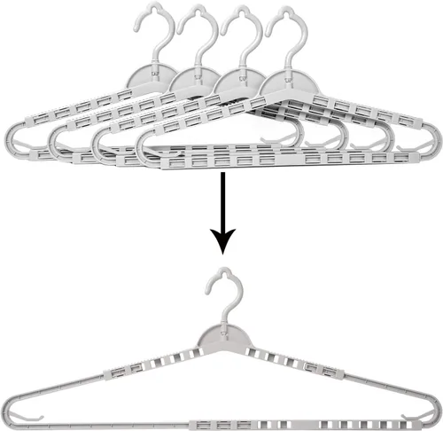 Foshine Paquete de 4 perchas extra grandes con hombros ajustables de 16.5 a 26 pulgadas, resistentes para polos anchos, cárdigans, colchas, toallas