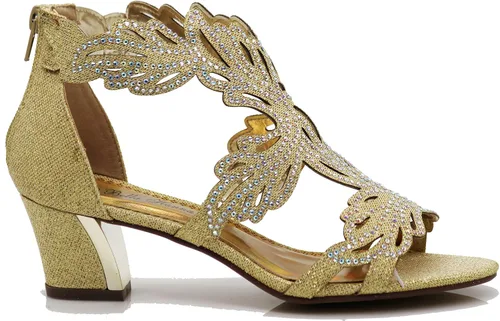Miniatura 2 de Lime03N - Sandalias de tacón medio con diamantes de imitación para mujer