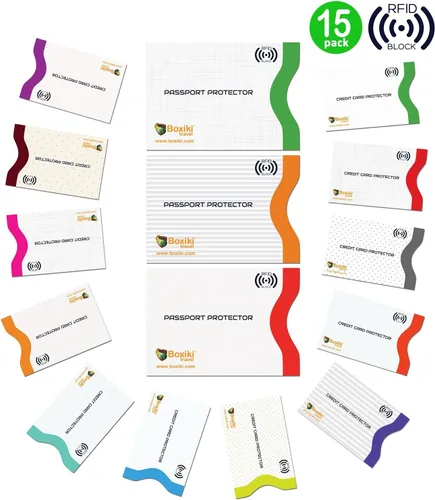 Miniatura 4 de Fundas de bloqueo RFID para pasaporte y tarjetas de crédito, Blanco, Blanco - 15 piezas