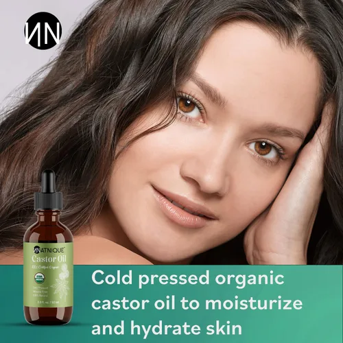 Miniatura 7 de Natnique Aceite de ricino orgánico certificado por USDA, aceite 100% puro prensado en frío sin refinar para el crecimiento del cabello, pestañas