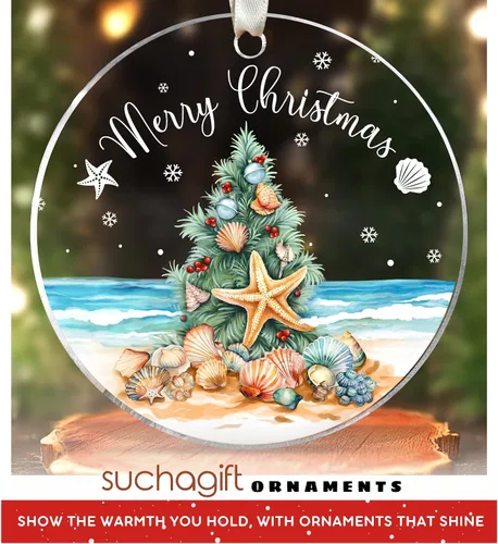 Miniatura 7 de SUCHAGIFT Adornos Navideños de Playa, Adornos Navideños Tropicales Costeros - Adorno Navideño de Florida y Hawái - Regalos de Playa para Mujeres