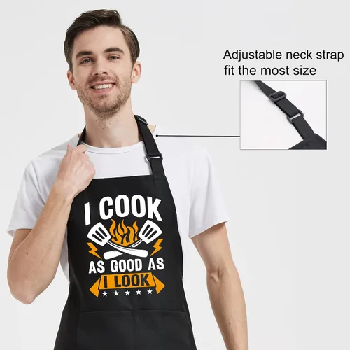 Miniatura 5 de Regalos de cocina para hombres, delantales divertidos para mujeres con bolsillos para cocina, parrilla, barbacoa, regalos para hombres, chef, papá