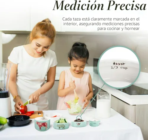 Miniatura 3 de Pavilion Gift Company - 'Live Simply Bee, Chicken, Pig, and Cow' - Juego de tazas medidoras de gres de 4 piezas, utensilios de cocina resistentes