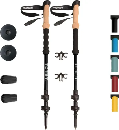 Montem Bastones de senderismo, senderismo y senderismo ultraligeros 100% fibra de carbono, un par (2 bastones), ultraligeros, de bloqueo rápido y