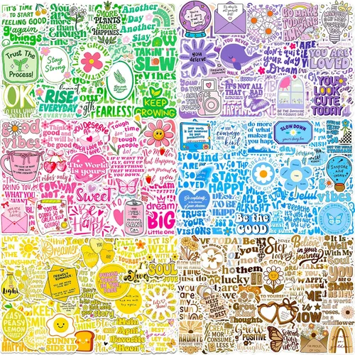 Miniatura 7 de Calcomanías para botellas de agua, 300 unidades, coloridas y divertidas, calcomanías de vinilo impermeables para botellas de agua, laptop, álbum