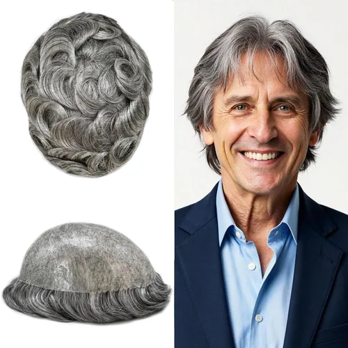 Miniatura 174 de Toupee for Men Hair Piece Real Human Hair Full Poly Skin Mens Toupee Mens Hair System Injected PU Hair System Invisible Hairpiece for