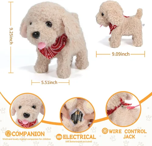 Miniatura 5 de Juguete de Cachorro de Peluche Interactivo que Camina, Perro Robot Electrónico con Control Remoto Cola Realista que Menea, Juego de Aseo Rico