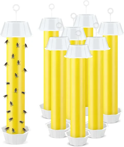 Miniatura 7 de Qualirey 8 trampas para moscas para interiores y exteriores, trampa adhesiva para moscas de frutas, para insectos domésticos, 10 x 2.5 pulgadas