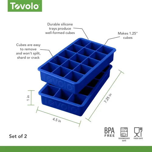 Miniatura 6 de Tovolo Bandeja de silicona para cubitos de hielo, color rojo manzana caramelo, paquete de 2 moldes para bandejas de hielo sin BPA para bebidas