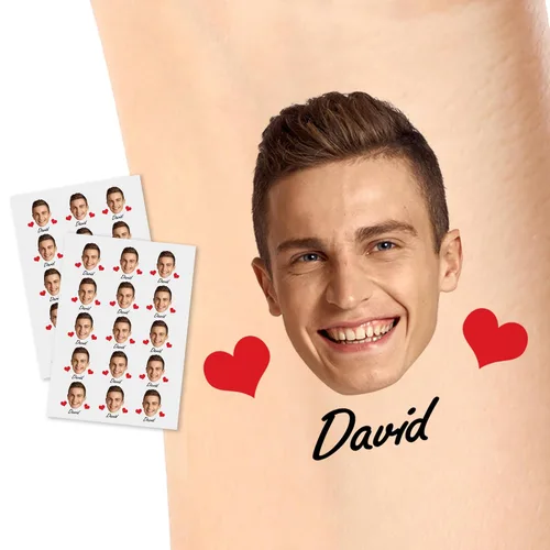 Miniatura 8 de YesCustom Tatuajes temporales personalizados con nombre, corazones de amor, tatuaje de cara falsa personalizada con foto para mujeres y hombres