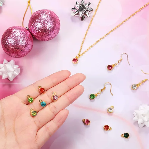 Miniatura 2 de Hicarer 72 piezas cuentas de piedra natal de cristal con dijes para bisutería, cuentas para collar, pulsera, aretes, 7 mm