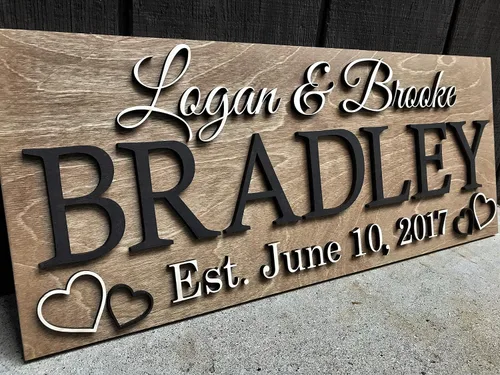 Miniatura 2 de Regalo de Boda Personalizado – Letrero de Apellido de Madera Personalizado, Letrero de Nombre Familiar, Letrero de Madera, Regalo para Parejas