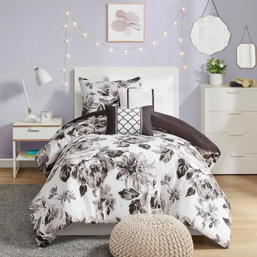 Miniatura 15 de Juego de edredón de Intelligent Design con diseño floral vibrante, ropa de cama para niñas, juego de funda de almohada combinada, almohada Floral