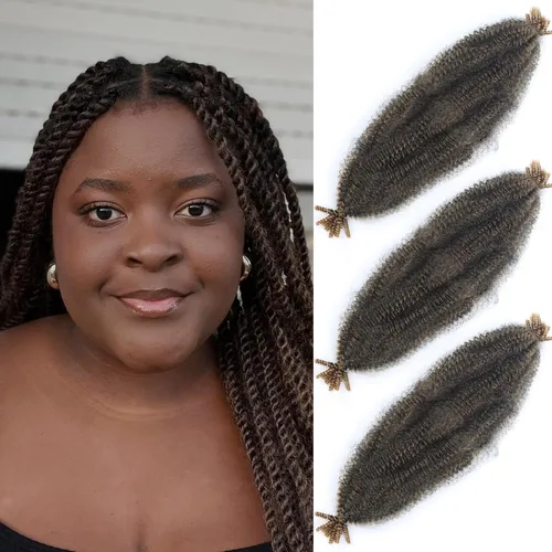 Miniatura 29 de 3 paquetes de cabello trenzado Marley Twist de 8 pulgadas, cabello afro twist elástico preseparado para rastas suaves de imitación, cabello